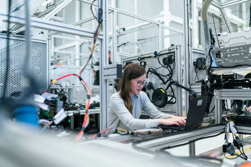 Engineer reviewing a facility digital twin